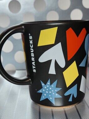 Starbucks Las Vegas 777 Triple 7 & Playing Cards Ceramic Black Coffee Mug 12oz